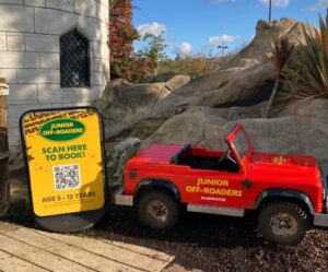 Mini children's electric four by four red truck at Bluewater shopping centre