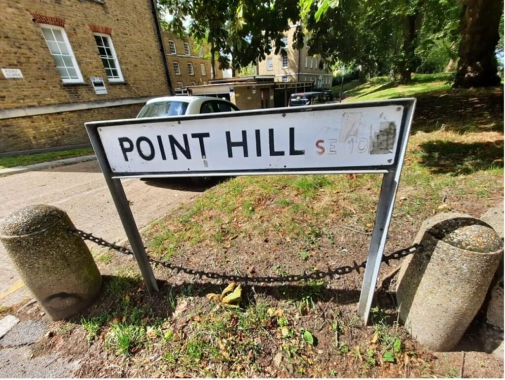 Sign of Point Hill that leads to Point Park in Blackheath